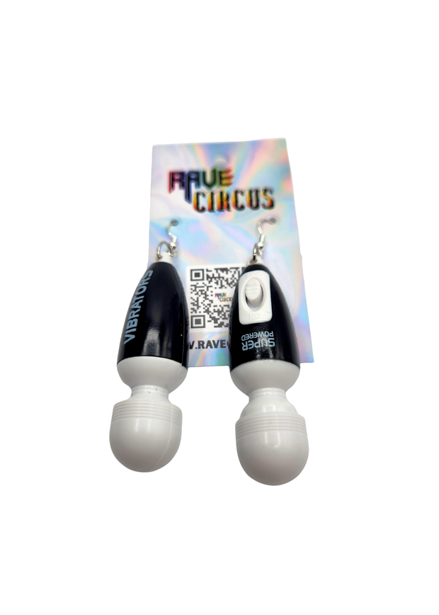 Mini Vibrator Earrings - Actually Vibrates! - Black Rave Circus Mini Vibrator Earrings - Actually Vibrates! - Black Rave Circus