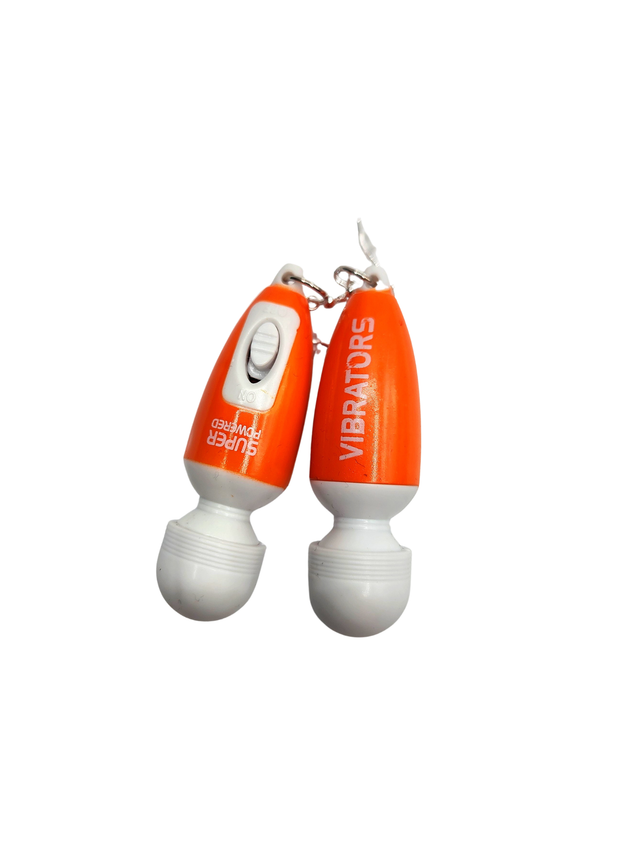 Mini Vibrator Earrings - Actually Vibrates! - Orange  Rave Circus