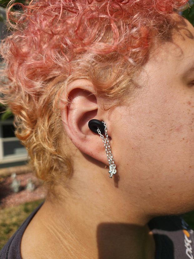 Happy Pill Loop Earplug Earrings - Multiple colors - Black Loops