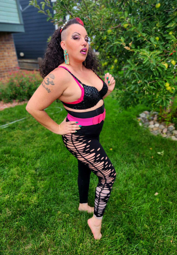 Shred Leggings - Slit weave cotton leggings.