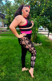 Shred Leggings - Slit weave cotton leggings.