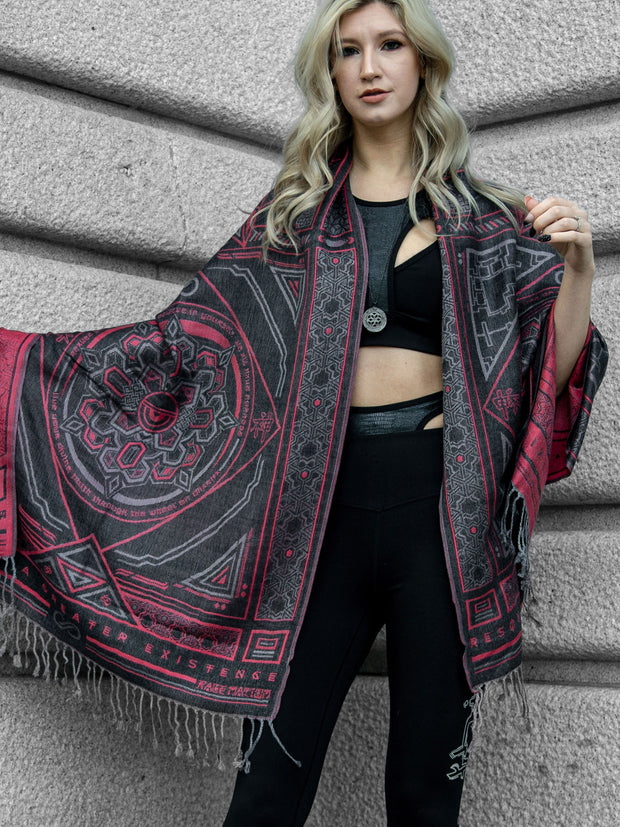 DHARMA V2 • Grey/Red • Festival Shawl/Scarf – Rave Circus