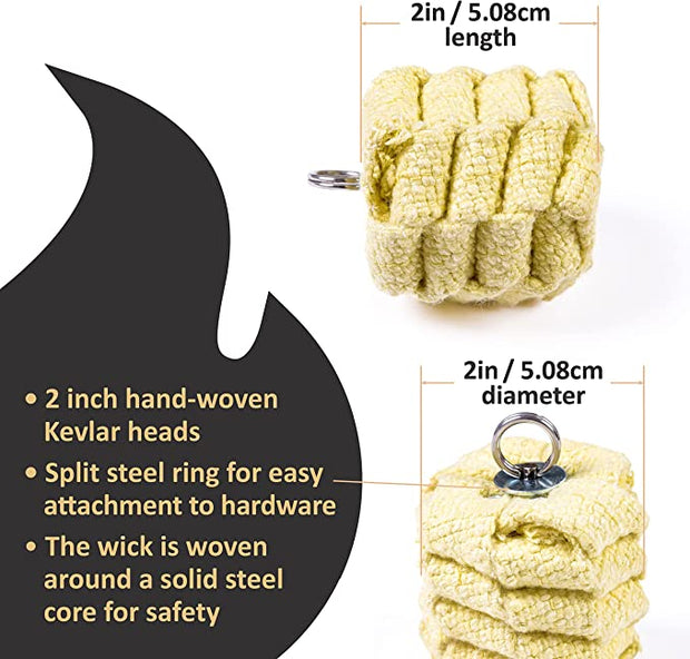 Premium Poi Head Sets with Flat Wick - Fire Mecca