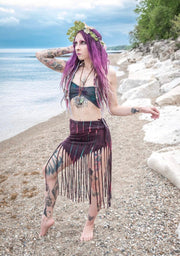 Drawstring Fringe Tie Dyed Skirt [WSO-511]