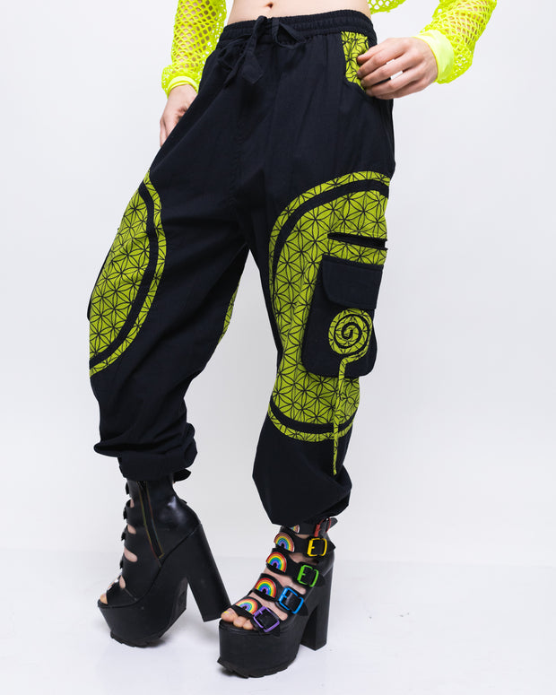 Flow Pants - Green Flower of Life