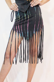 Drawstring Fringe Tie Dyed Skirt [WSO-511]