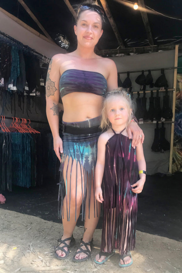 Drawstring Fringe Tie Dyed Skirt [WSO-511]