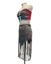 Drawstring Fringe Tie Dyed Skirt [WSO-511]