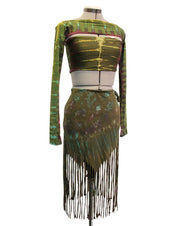 Drawstring Fringe Tie Dyed Skirt [WSO-511]