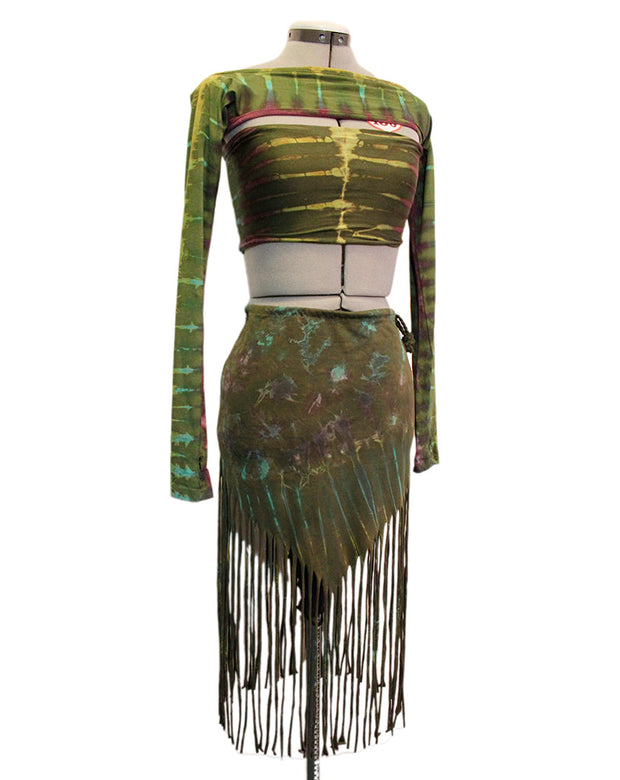 Drawstring Fringe Tie Dyed Skirt [WSO-511]