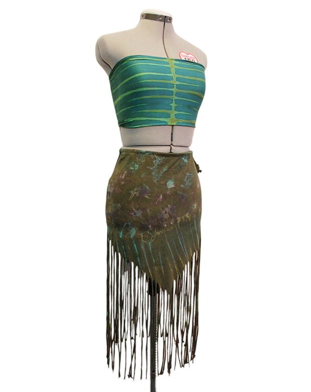 Drawstring Fringe Tie Dyed Skirt [WSO-511]