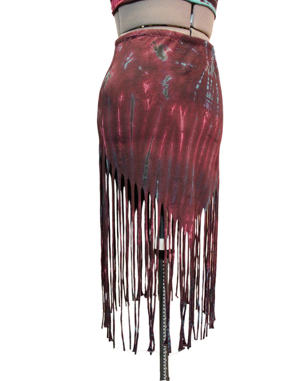 Drawstring Fringe Tie Dyed Skirt [WSO-511]