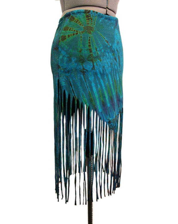 Drawstring Fringe Tie Dyed Skirt [WSO-511]