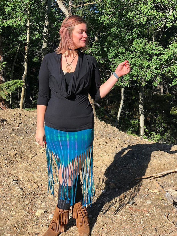 Drawstring Fringe Tie Dyed Skirt [WSO-511]