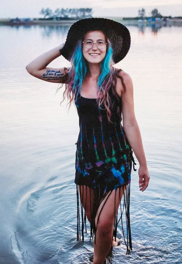 Drawstring Fringe Tie Dyed Skirt [WSO-511]