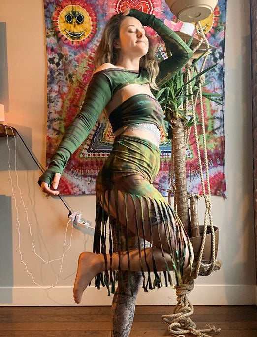 Drawstring Fringe Tie Dyed Skirt [WSO-511]