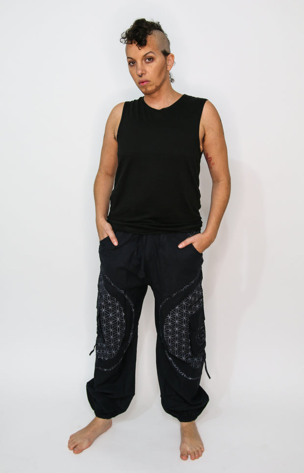 Flow Pants - Black Flower of Life